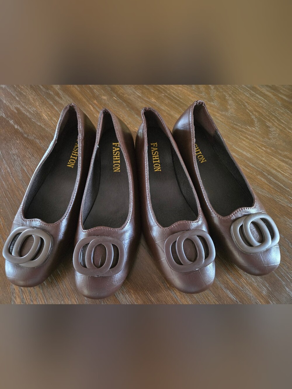 🐊FASHION Women’s Brown Ballet Flats with Decorative Round Buckle
